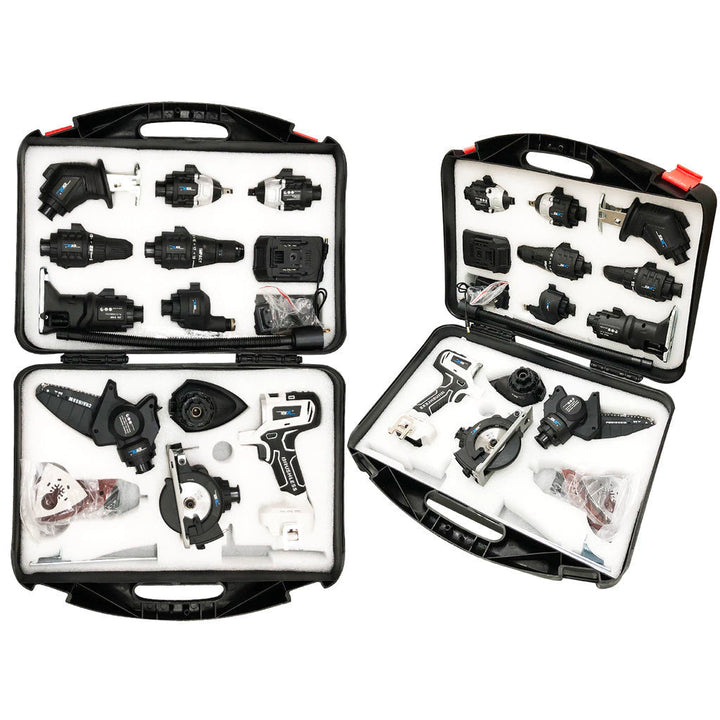 Kit 10 em 1 Parafusadeira Furadeira Lixadeira Serra Martelete Elétrico